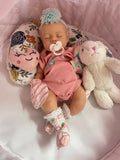 Lizzy 16in reborn baby Full Silicone Preemie Painted Hair open mouth approx 4lbs arrives approx 6/15