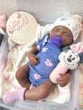 Luna dark skin Tone Full Silicone newborn Girl 19-20in 7.5 lbs open mouth tat 10 days