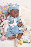 Daniel 19-20in reborn baby dark skin Tone Full Silicone newborn  Boy approx 7.3 lbs open mouth