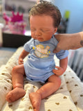 Hendrix  rare W/ short NEWBORN HAIR straight Full Silicone 19-20in Boy Tan Skin Tone open mouth TAT 10 days