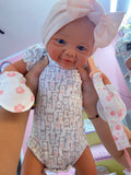 Neilani Full Silicone Baby Girl tan skin, no hair, open mouth 17in approx 5.15