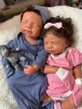 Hendrix  19-20in W/ NEWBORN CURLY HAIR  , CUSTOM MADE Full Silicone Boy Tan Skin Tone open mouth Tat 10 days
