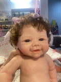 Dolly 18” W/ NEWBORN CURLY HAIR ,CUSTOM MADE Full Body PREMIUM Silicone- No mold seam lines! fair Skin open mouth TAT approx 10-15 days