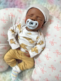 Daniel 19-20in reborn baby dark skin Tone Full Silicone newborn  Boy approx 7.3 lbs open mouth