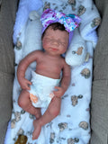 Victoria W/ NEWBORN CURLY HAIR , CUSTOM MADE Full Silicone 19-20in”  Girl Tan Skin Tone open mouth