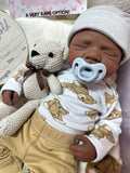 Daniel 19-20in reborn baby dark skin Tone Full Silicone newborn  Boy approx 7.3 lbs open mouth