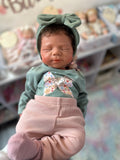 Victoria W/ NEWBORN CURLY HAIR , CUSTOM MADE Full Silicone 19-20in”  Girl Tan Skin Tone open mouth