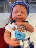 Hendrix  rare W/ short NEWBORN HAIR straight Full Silicone 19-20in Boy Tan Skin Tone open mouth TAT 10 days