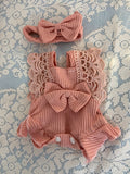 Blush 2pc Lace Bow Romper  for 16” dolls.  VAL