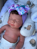 Victoria W/ NEWBORN CURLY HAIR , CUSTOM MADE Full Silicone 19-20in”  Girl Tan Skin Tone open mouth