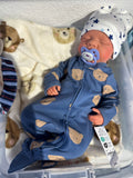Jordan 19-20in reborn baby tan skin Tone Full Silicone newborn  Boy approx 7.5 lbs open mouth TAT 10 days