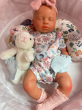 Adeline 19-20in Reborn Baby Full Body Silicone Girl Tan Skin open mouth Tone Approx 6.13lbs newborn *Premium hard to find mold*