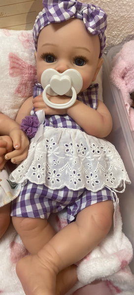 Purple Checkered 2pc Romper for 16” dolls VAL