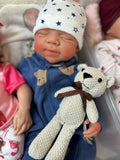 Hendrix 19-20in reborn baby tan skin Tone Full Silicone newborn  Boy approx 7.5 lbs open mouth
