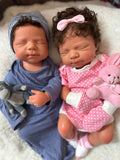 Hendrix  19-20in W/ NEWBORN CURLY HAIR  , CUSTOM MADE Full Silicone Boy Tan Skin Tone open mouth Tat 10 days