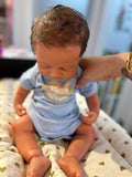 Hendrix  rare W/ short NEWBORN HAIR straight Full Silicone 19-20in Boy Tan Skin Tone open mouth TAT 10 days