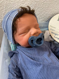 Hendrix  19-20in W/ NEWBORN CURLY HAIR  , CUSTOM MADE Full Silicone Boy Tan Skin Tone open mouth Tat 10 days