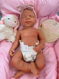 Victoria 19-20in reborn baby Full Silicone Girl Tan Skin Tone approx 7.2lbs wears newborn open mouth