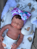 Victoria W/ NEWBORN CURLY HAIR , CUSTOM MADE Full Silicone 19-20in”  Girl Tan Skin Tone open mouth