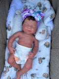 Victoria W/ NEWBORN CURLY HAIR , CUSTOM MADE Full Silicone 19-20in”  Girl Tan Skin Tone open mouth