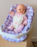 Reborn Doll Car Seat - Cherry gingham