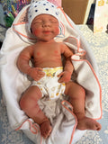 Hendrix 19-20in reborn baby tan skin Tone Full Silicone newborn  Boy approx 7.5 lbs open mouth