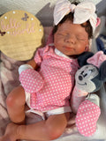 Victoria W/ NEWBORN CURLY HAIR , CUSTOM MADE Full Silicone 19-20in”  Girl Tan Skin Tone open mouth