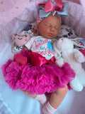 Adeline 19-20in Reborn Baby Full Body Silicone Girl Tan Skin open mouth Tone Approx 6.13lbs newborn *Premium hard to find mold*