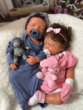 Hendrix  19-20in W/ NEWBORN CURLY HAIR  , CUSTOM MADE Full Silicone Boy Tan Skin Tone open mouth Tat 10 days