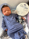 Hendrix  19-20in W/ NEWBORN CURLY HAIR  , CUSTOM MADE Full Silicone Boy Tan Skin Tone open mouth Tat 10 days