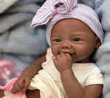Scarlet Dark skin Full Silicone Baby Girl bald  open mouth 17in approx 5.5lbs TAT 10 days