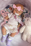 Belle 16in reborn baby Full Silicone Girl Painted Hair preemie approx 4lbs. Open mouth arrives approx 6/15