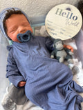 Hendrix  19-20in W/ NEWBORN CURLY HAIR  , CUSTOM MADE Full Silicone Boy Tan Skin Tone open mouth Tat 10 days