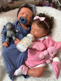 Hendrix  19-20in W/ NEWBORN CURLY HAIR  , CUSTOM MADE Full Silicone Boy Tan Skin Tone open mouth Tat 10 days