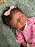Victoria W/ NEWBORN CURLY HAIR , CUSTOM MADE Full Silicone 19-20in”  Girl Tan Skin Tone open mouth