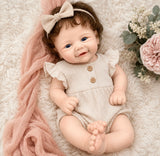 Dolly 18” W/ NEWBORN CURLY HAIR ,CUSTOM MADE Full Body PREMIUM Silicone- No mold seam lines! fair Skin open mouth TAT approx 10-15 days