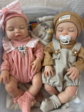Belle 16in reborn baby Full Silicone Girl Painted Hair preemie approx 4lbs. Open mouth arrives approx 6/15