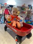Baby Boy Doll w/Radio Flyer Wagon, toy, and bottle