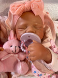 Victoria 19-20in reborn baby Full Silicone Girl Tan Skin Tone approx 7.3lbs newborn open mouth