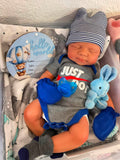 Hendrix 19-20in reborn baby tan skin Tone Full Silicone newborn  Boy approx 7.3 lbs open mouth