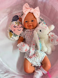 Neilani Full Silicone Baby Girl tan skin, no hair, open mouth 17in approx 5.15