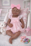 Luna dark skin Tone Full Silicone newborn Girl 19-20in 7.5 lbs open mouth tat 10 days
