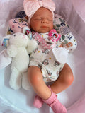 Victoria 19-20in reborn baby Full Silicone Girl Tan Skin Tone approx 7.2lbs wears newborn open mouth