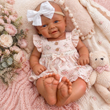 Neilani Full Silicone Baby Girl tan skin, no hair, open mouth 17in approx 5.15