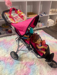 Double Stroller w/2 Baby Alive Dolls, 2diapers, 2bottles, & Bag