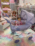 American Girl Bitty Baby Carriage w/Bitty Baby Doll, and bottle. New blanket also included
