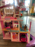 Barbie Dreamhouse w/7 dolls, Car, accessories. Slide, elevator
