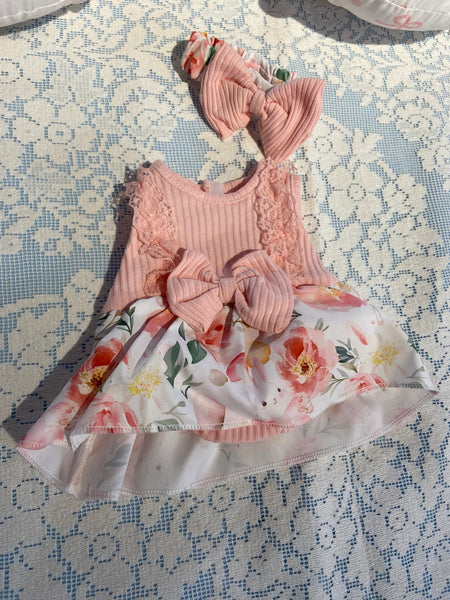 Blush Floral 2pc Dress for 16” dolls.   VAL