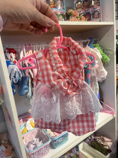 Pink Checkered 2pc Romper for 16” dolls VAL